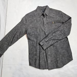 Polo by Ralph Lauren Women Button Up  Gray  Dress Shirt 100% Cotton SZ 10 (#